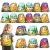 12 Pcs Camping Theme Drawstring Non-Woven Bags Cartoon Drawstring Bag