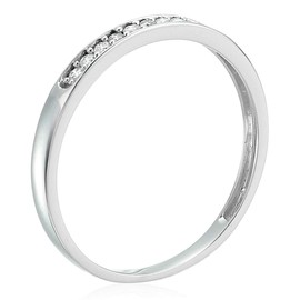 Vir Jewels 1/10 cttw Diamond Wedding Band for Women, 10K White Gold Wedding Band with 10 Stones Prong Set, Size 8.5
