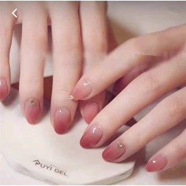 24 Pieces Harajuku Japanese Style Dream Handmade Nail Tip, Cute, Elegant Nail, Gradual Color of Powder Purple, Japanese Clothing, Nail Brides, Gemstone Decoration, Wedding, Photos, Parties, After-parties, Etc. Network Popular Model