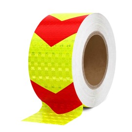 JCXJ 2in x 50 FT Reflective Tape of Red & Yellow Arrow Caution Waterproof High Visibility,Hazard Caution Warning Adhesive Tape Outdoor for Floor Marking, Trailers, Trucks, Cars，Boats