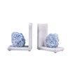 AMOYSTONE Natural Marble Bookends Heavy Duty for Shelves, L-Shaped Decorative