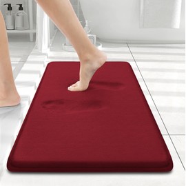 Smiry Memory Foam Bath Mat 24x16, Red