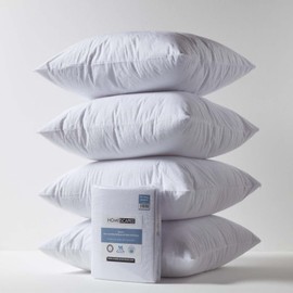 HOMESCAPES Set of 4 Euro Size 65 x 65 cm Terry Towelling Waterproof Pillow Protectors 100% Cotton Terry Pile Top Breathable Hypoallergenic Washable Square Pillow Covers with Zip Closure