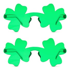 Namvo Pack of 2 St. Patrick's Day Shamrock Sunglasses Four Leaf Clover Green Shamrock Glasses for Patricks Party Decorations Fancy Dress Costumes