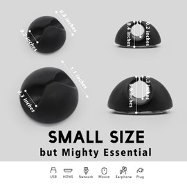 SmiLife Black Cable Clips 9 PCS, Adhesive Cable Organizer Phone Charging Cord Holder, Wire Organizer for Desk