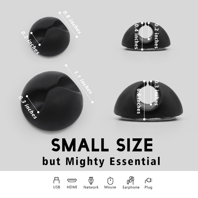 SmiLife Black Cable Clips 9 PCS, Adhesive Cable Organizer Phone