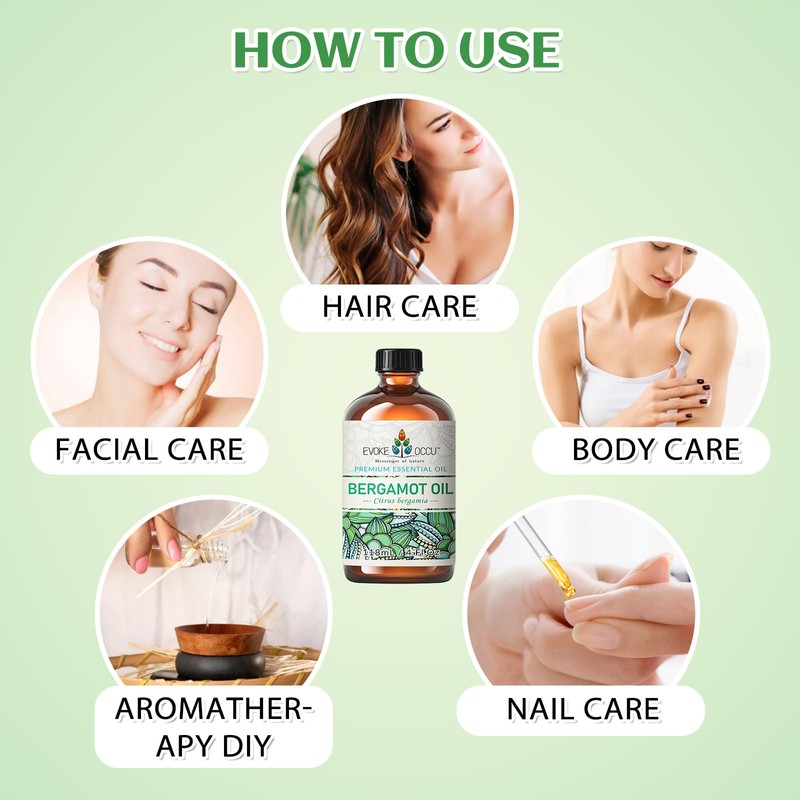 EVOKE OCCU Bergamot Essential Oil for Diffuser Skin Relaxation &