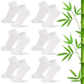 Bamboo Trainer Socks Womens 4-7, 6 Pairs Ladies Trainer Socks Size 4-7, White Ankle Sock Women Breathable Athletic Sock for Sports Running Gym Casual