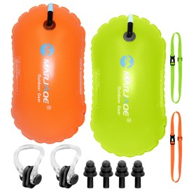 Green and Orange Buoy Waterproof Inflatable Float, Swimming Safety Buoys for Water Sports, Buoy Swimming Buoys for Adults and Children, Outdoor Water Swimmers, Triathletes