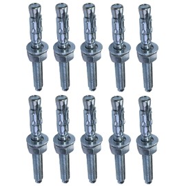 AERZETIX - C54000 - Set of 10 Bolts Anchor Bolt Anchor Long Thread Expansion Dowel - M6 x 55 mm - Made of Galvanised Steel - for Concrete, Stone, Solid Material