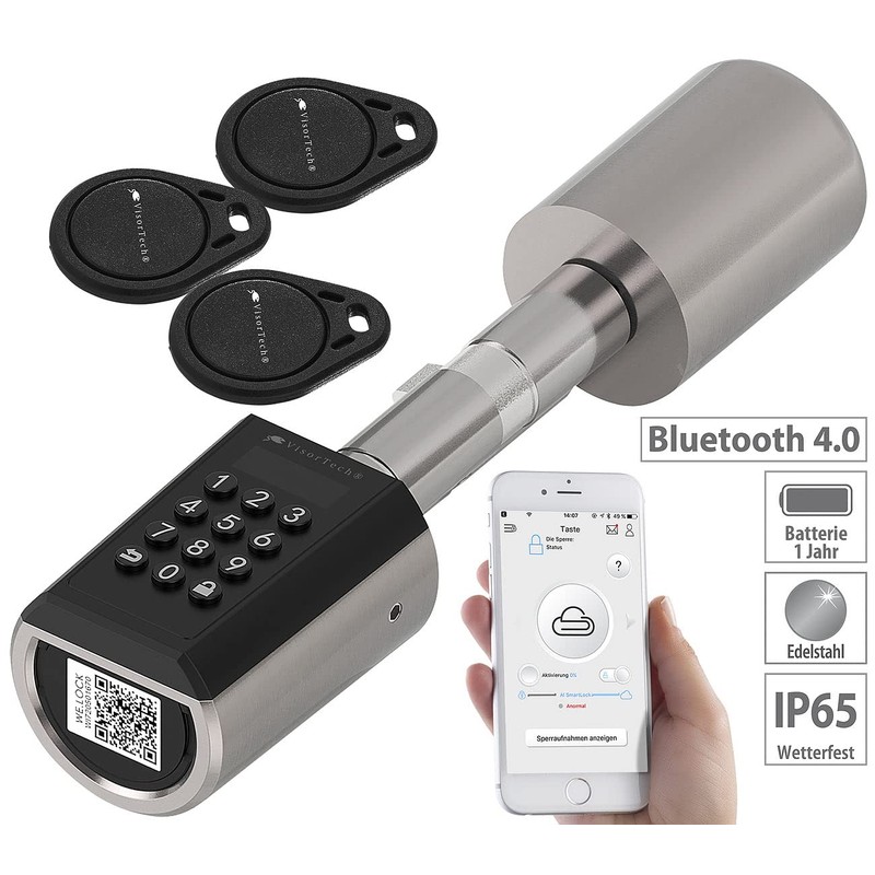 VisorTech Door Lock: Electronic Door Lock Cylinder, Transponder Bluetooth &