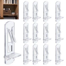Ojeemii 20PCS Plastic Locking Shelf Support Pegs, 5mm Self-Locking Shelf Pins, Plastic Cabinet Shelf Clips, Clear Bracket Clips for Kitchen, 5mm Peg x 3/4" Thick Shelves