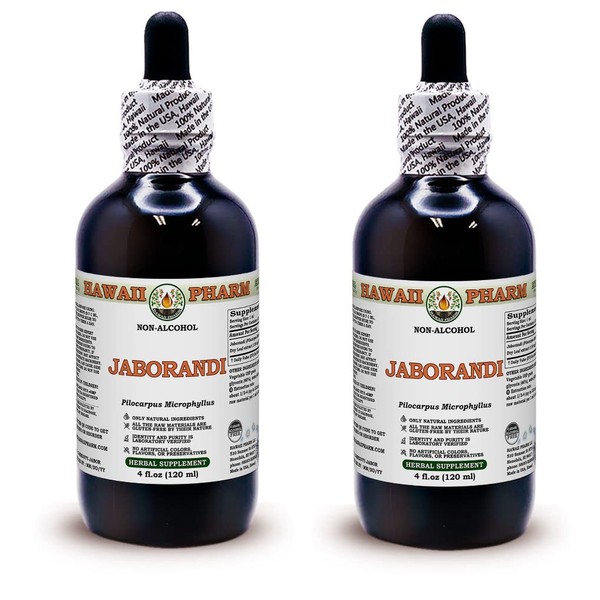 Hawaii Pharm LLC Jaborandi (Pilocarpus Jaborandi) Tincture Dried Leaf Alcohol-Free Liquid Extract, Jaborandi, Glycerite Herbal Supplement 2x4 oz