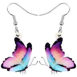 Bonsny Drop Dangle Floral Butterfly Earrings Fashion Insect Jewelry For Women Gift (Purple)
