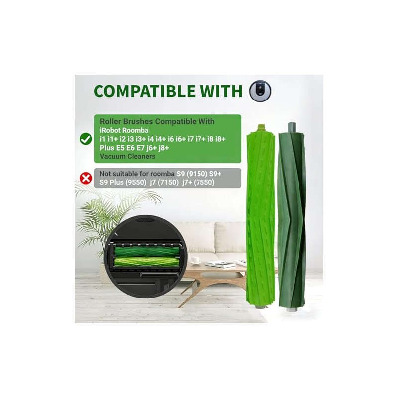 2 Sets Replacement for iRobot Roomba Replacement Parts, Rubber Roller