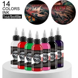 Tattoo Ink - Tattoo Ink Set- Colored Ink -Tattoo Supplies with Microblade Paint and UV Tattoo Ink - for Artistic Tattooing（14 Colors 30 ml）