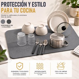 2PCS Tapete De Secado De Platos Para Encimera De Cocina, Tapete Absorbente para Cocina, Impermeable, Resistente al calor y fácil de limpiar, Adecuado Para Encimeras De Cocina, Máquinas De Café