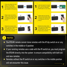 811LMX Gate Remote for liftmaster, 12-Code Switch Replaces 811LM, 811LMX Gate Opener Remote Compatible with 850LM/ 860LM Receivers, Using Security+ 2.0 Technology, 390 MHz and 315 MHz, 2pack