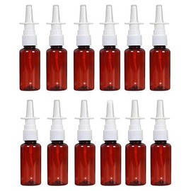 ericotry 12PCS 20ml Refillable Amber Plastic Fine Mist Nasal Spray Bottles Sprayer Jar Pot Container for Perfumes Essential Oils Colloidal Silver Saline
