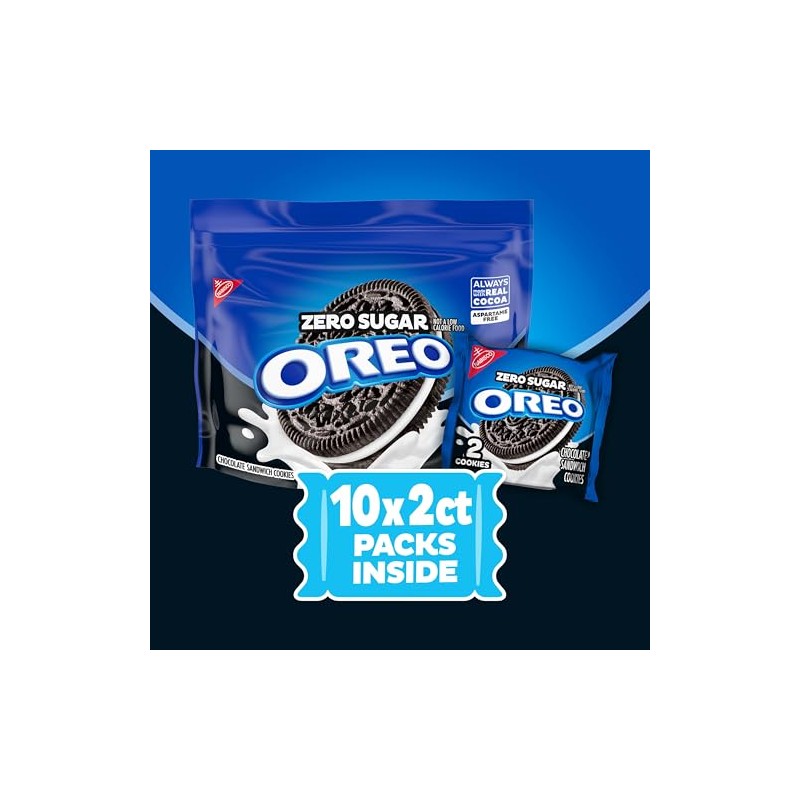 OREO Zero Sugar Chocolate Sandwich Cookies, 10 Snack Packs (2