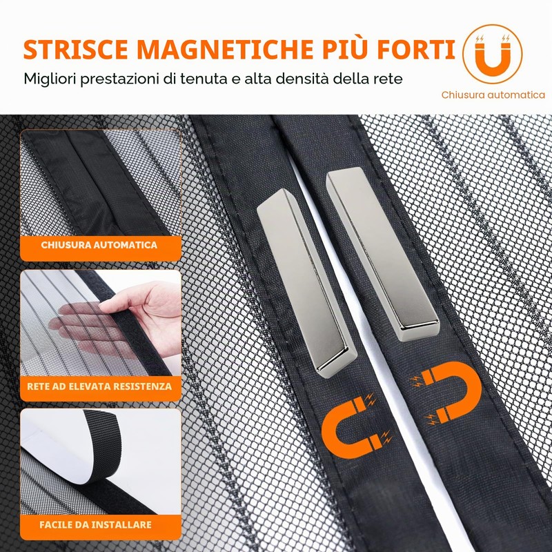 GRIFEMA Zanzariera magnetica per porte finestre 90x210 cm