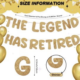 Fulmoon Pre Strung the Legend Has Retired Glitter Banner 9.8 ft Retirement Banner Retirement Party Decorations Garland Bunting for Men Women Gifts, No DIY(Champaign Gold)
