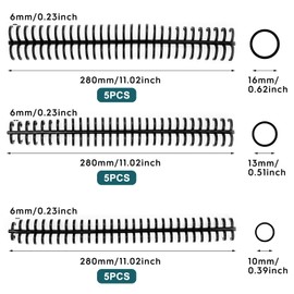 15 Pcs Plastic Binding Combs, 30 Holes, 28 * 10mm/13mm/16mm Comb Binding Spines, Coil Binding Machine, Spiral Binding Spine Set, Capacity for Comb Binding Machine (Black)