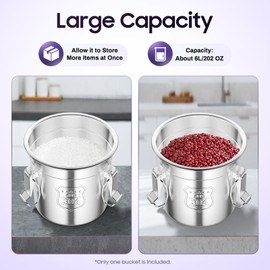 6L 304 Stainless Steel Airtight Canister for Kitchen, Metal Coffee Canister Food Storage Containers with Lids Sealed Kitchen Containers for Dry Rice Grain Flour Oil Milk Pantry Storage Container