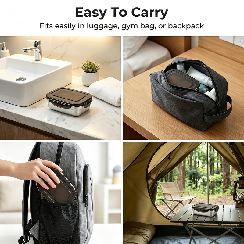 Vonpri Stainless Steel Travel Soap Case, Airtight Snap Lock Lid
