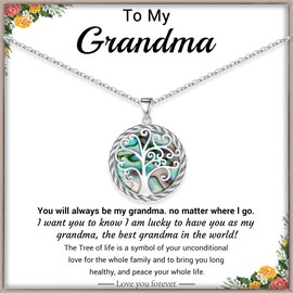 Btysun Christmas Gifts for Grandma, Grandma Christmas Gifts Tree of Life Necklace for Women Gigi Nana Retirement 70th 80th Birthday Gifts for Her Christmas Jewelry Stocking Stuffers for Women