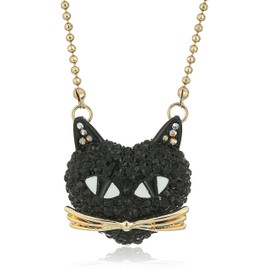 Betsey Johnson Pave Cat Pendant Necklace, 16" + 3" Extender