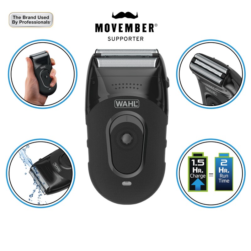 Wahl Compact Rechargeable Lithium Ion Shaver Kit with Hygienic Rinseable