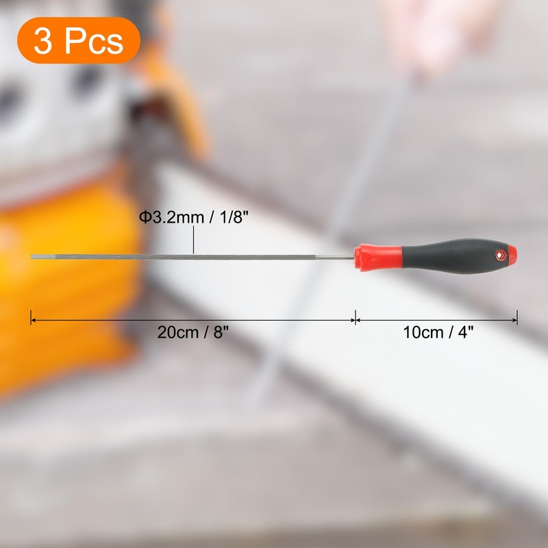 sourcing map 3 Pcs Chainsaw Chain Sharpening File, 1/8-Inch (3.2