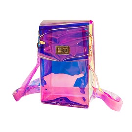 TotePrint Small Holographic PVC Shoulder Bag, Waterproof Crossbody Bag for Beach, Travel & Everyday Use, Lightweight & Compact with Zip, Rose Red, S