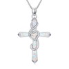 HPQQ Music Note Cross Necklace 925 Sterling Silver Opal Cross
