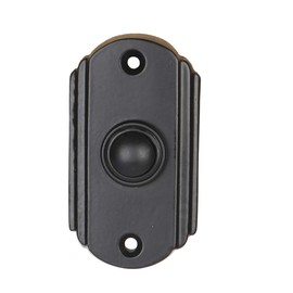 A29 Black Powder Coated Cast Iron Doorbell Button – 2 5/8" x 1 1/2" – Recess Mount, Antique Design, Wired for Two-Wire Chimes, Weather Resistant, Easy DIY Installation
