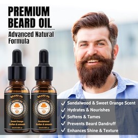 Actualizado barba Grooming Kit w / acondicionador de barba, aceite de barba, bálsamo de barba, cepillo de barba, barba de lavado / champú, peine de barba, tijeras de barba, bolsa de almacenamiento, barba E-Libro, Cuidado de la Barba Regalos para Hombres Él