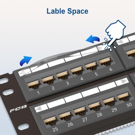 FGB 48-Port Cat6 Patch Panel, 2U 19" Rackmount or Wall Mount RJ45 Ethernet Patch Panel for Gigabit Networks