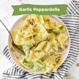 Al Dente Garlic Herb Pappardelle – All-Natural, Hand-Crafted Egg Pasta, Gourmet and Flavorful, Traditional Wide Noodles Made with Cage-Free Eggs, Semolina, Garlic, and Herbs - 12oz Bags (Pack of 6)