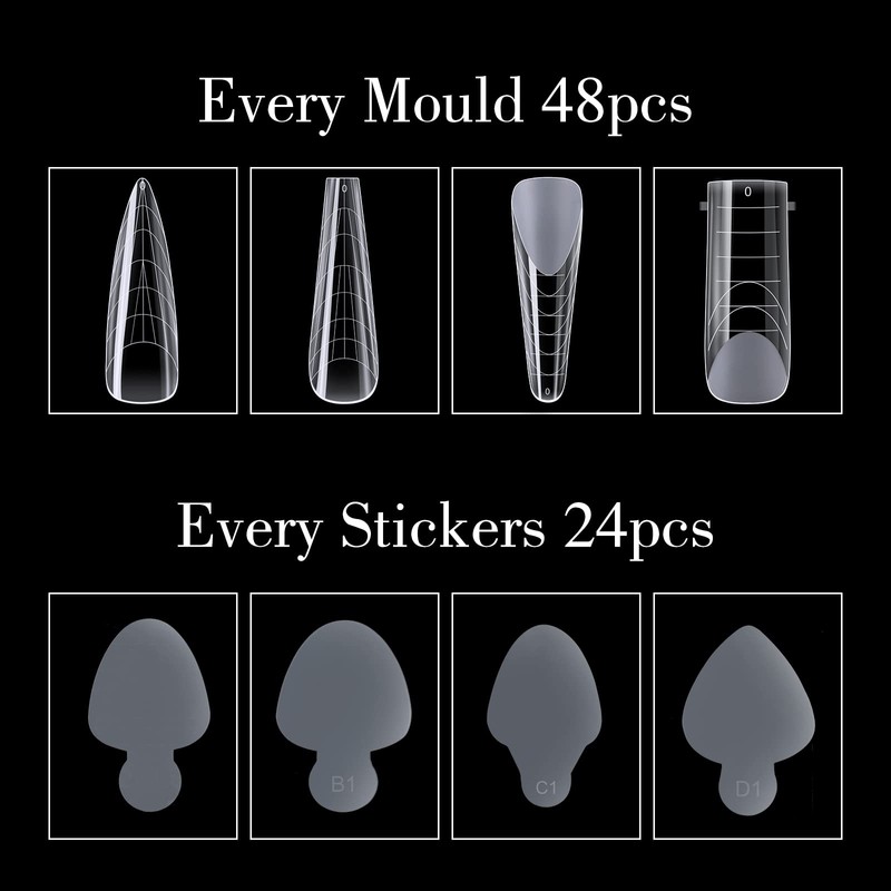 NMKL38 288PCS French Silicone Sticker Nail Dual Form Set Duet