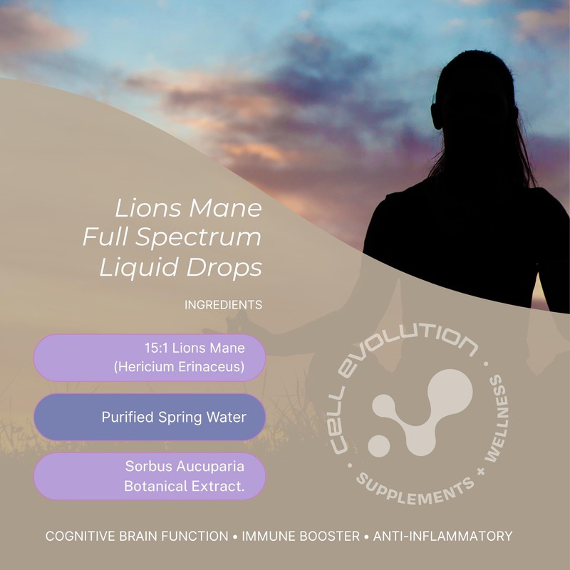 Cell Evolution Lions Mane Full Spectrum Liquid Mushroom Drops Supplement,