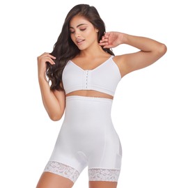 FAJAS DISENOS D'PRADA DELIE Tummy Control Shorts 197 Butt Lifting Shapewear Medium Compression Short Faja Bbl White, White, Large