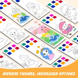 Paint with Water Books,Watercolor Coloring Book for Kids Ages 4-8,Watercolor Painting Book for Toddlers,Pocket Watercolor Painting Book for Toddlers (Mini Princess 2)