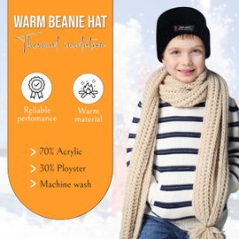 HiFEN® Winter Hats for Boys Thermal Insulation Warm Kids Beanie Hats with Fleece Lining for School, Sports, Walking One Size Boys Hat Black