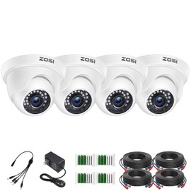 ZOSI 4 Pack 2MP 1080p HD-TVI Home Security Camera Outdoor Indoor 1920TVL, 24PCS LEDs, 80ft Night Vision, 90°View Angle, Weatherproof Surveillance CCTV Dome Camera