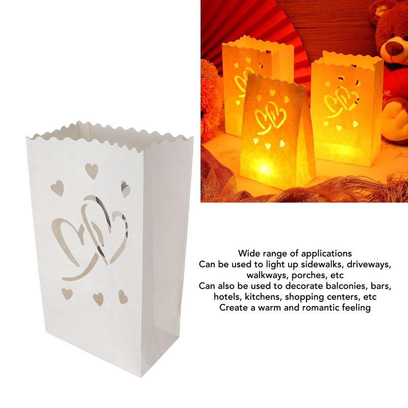 20pcs Tea Light Candle Bag Flame Retardant Reusable Heart Shape