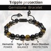 Triple Protection Crystal Bracelet – Gemstone Bead Bracelet with Adjustable