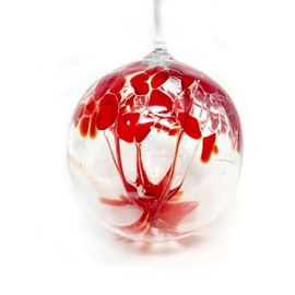 Red Tree of Life Glass Globe - Large 4.7 inch Hand Blown Handmade Hanging Garden Gazing Ball Indoor Outdoor Home Décor