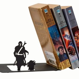 Renovatio - Sujetalibros de metal negro, bonito, único, decoración geek para el hogar, la oficina y la habitación de los niños, sujetalibros minimalistas resistentes y antideslizantes para estantes,