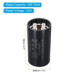 PATIKIL Motor Start Capacitor, 10 Pcs 108-130uf 125V 50/60Hz CD60 Run Capacitor Motor Starting Capacitor for Electric Motor Starts Running, Black